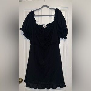 Andrée By Unit Black textured tiered Puff sleeve dress Size 3XL EUC